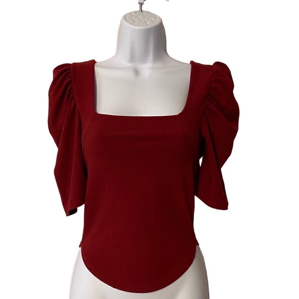 NWT We The Free Ribbed Puff Sleeve Top